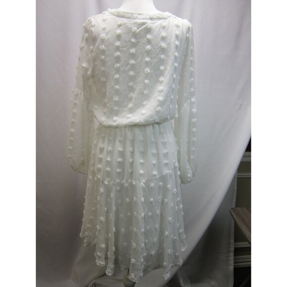 Blu Pepper Womens Dress Swiss Dot Chiffon Lined Button Front‎ White M - Picture 11 of 14